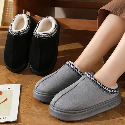 New Fashion Fluffy Platform Slippers for Women 2025 Winter Plush Warm Cotton Shoes Woman Comfort Non Slip Unisex Home Slippers Badiee Stylez