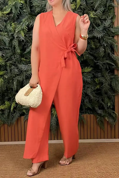 Female Casual Jumpsuit V-Neck Sleeveless Lace-up Jumpsuits For Women Fashion Office Holiday Womens Clothing Jumpsuits Summer New Badiee Stylez