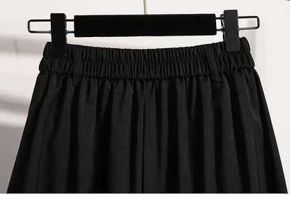 2025 Solid Color Versatile Medium Length Skirt Pleated Plus Size A-Line Maxi Gown Cover Hip Spring Summer New Half-length Skirt