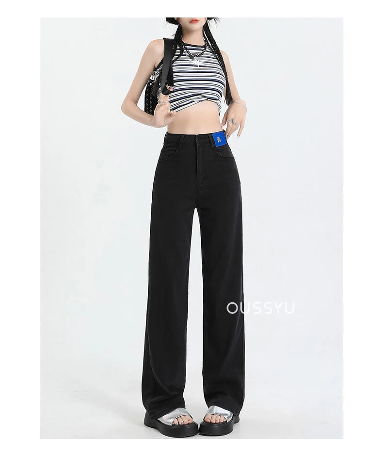 New Summer Soft Lyocell Jeans Women Blue Khaki White High Waist Straight Thin Wide Leg Denim Pants Y2k Loose Female Clothing 2XL