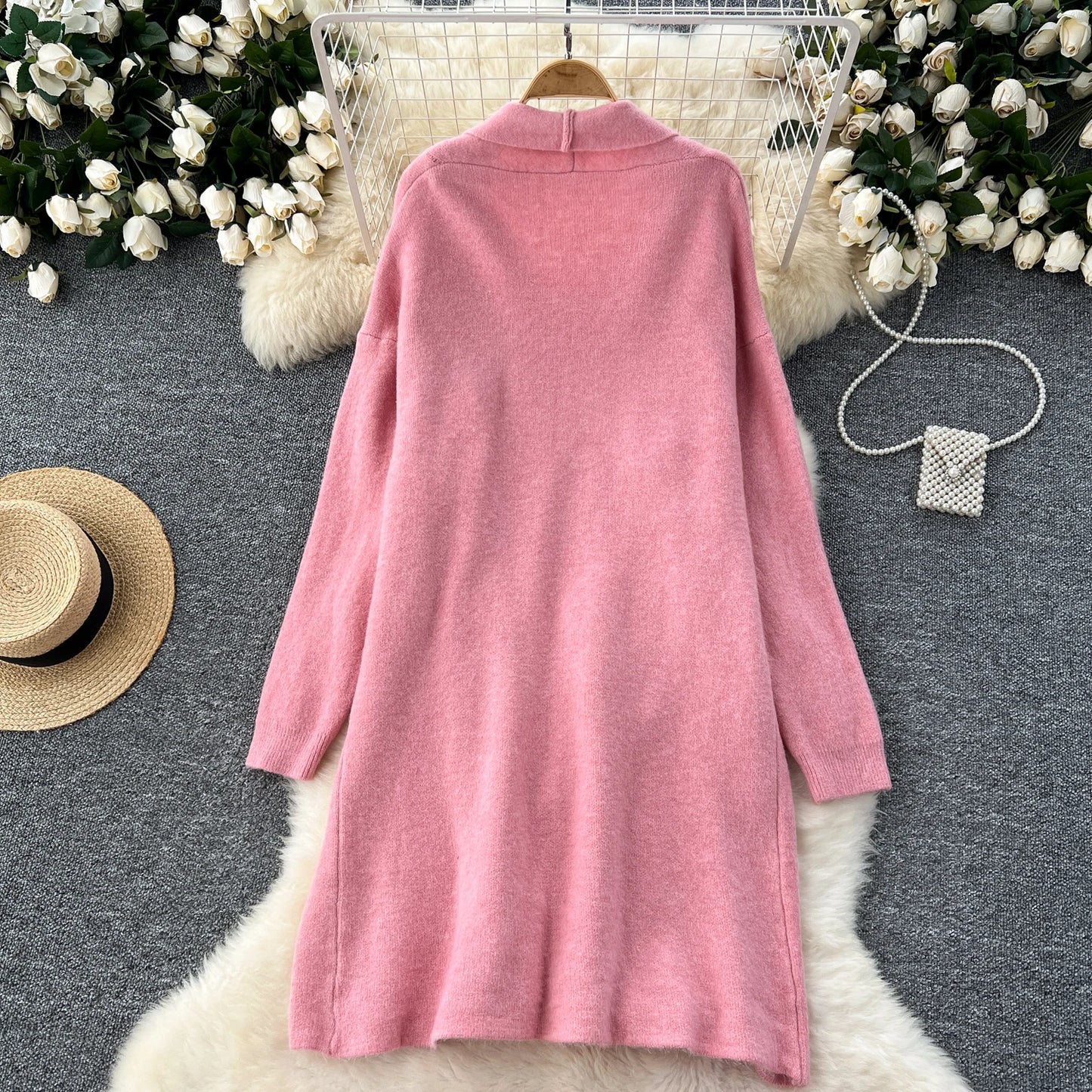 SINGREINY Autumn Knitted Two Pieces Sets Ladies Loose Knitting Cardigan+Spaghetti Strap Bodycon Dress Basic Solid Winter Suits Badiee Stylez