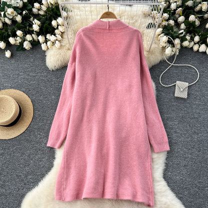 SINGREINY Autumn Knitted Two Pieces Sets Ladies Loose Knitting Cardigan+Spaghetti Strap Bodycon Dress Basic Solid Winter Suits Badiee Stylez