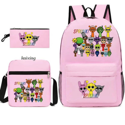 Hot Backpacks New Sprunki Students 3 PCS Set School Bag Teen Girl Boy Back To School Gift Leisure Mochila Teens Travel Bags Picture Color 9 16 inch