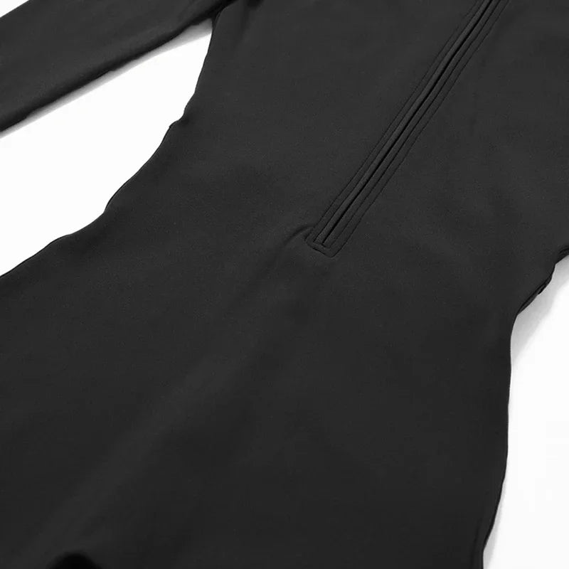 Warm Thin Fleece Jumpsuits Women's Tracksuit Winter One-Piece Sports Suit Black Fitness Jumpsuit Long Sleeves Workout Bodysuit Badiee Stylez