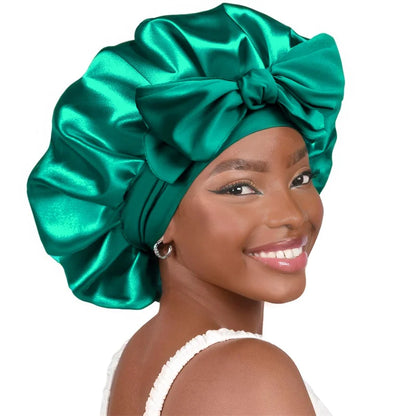 high-quality Mulberry Silk Sleeping Bonnet for Women Large Sleep Cap with Wide Elastic Tie Band for Curly Dreadlock Braid Hair C Badiee Stylez