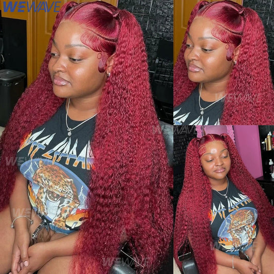 Red Curly Wigs 99J Burgundy 13X6 Hd Lace Frontal Human Hair Wig Colored Deep Wave Frontal Wig 13X4 Red Lace Front Human Hair Wig 13x4 frontal wig