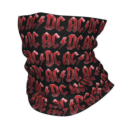 Custom Black AC DC Logo Camouflage Heavy Metal Band Bandana Neck Warmer Women Men Winter Hiking Ski Scarf Gaiter Face Cover 19 Bandana