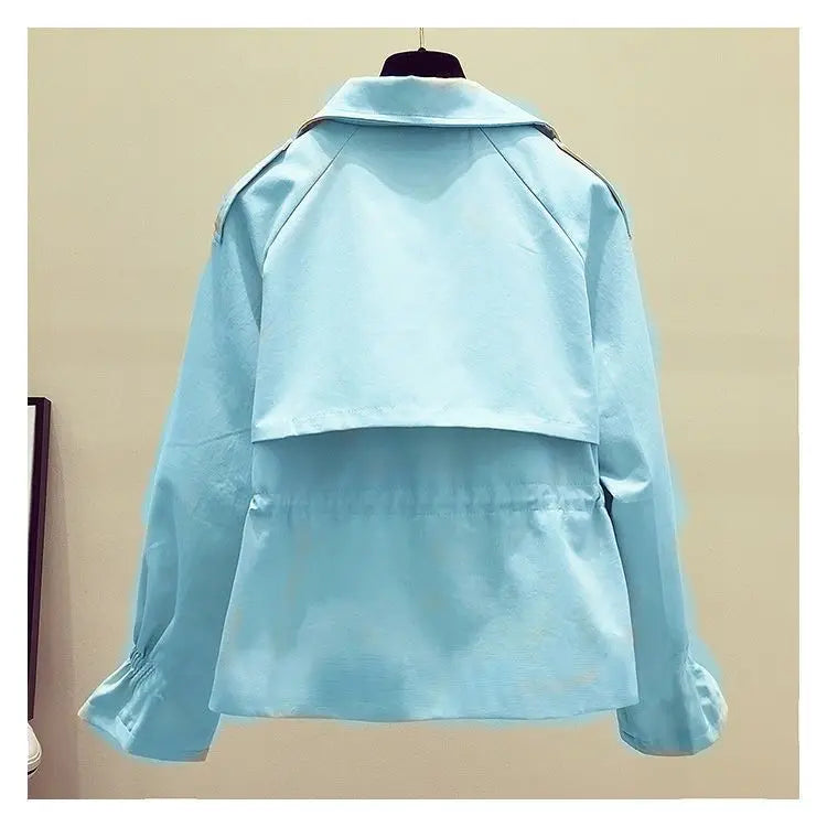 Women's Short Jacket 2025 Spring Autumn New Korean Fashion Loose Waist Slim Windbreaker Coat Solid Female Outwear Tops