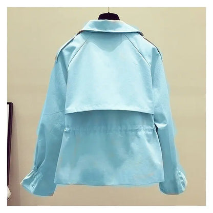 Women's Short Jacket 2025 Spring Autumn New Korean Fashion Loose Waist Slim Windbreaker Coat Solid Female Outwear Tops