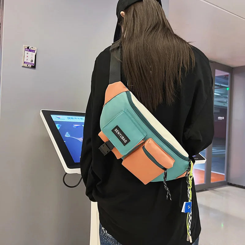 Women Waist Bag Casual Nylon Fanny Packs Banana Bags Street Hip Hop Waist Packs Unisex Chest Pack Travel Shoulder Crossbody Bags