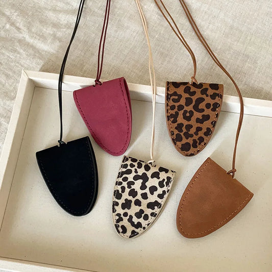 Leopard Print Leather Neck Hanging Sunglasses Clip Glasses Chain Storage Necklace Women's Hanging Rope Sweater Chain