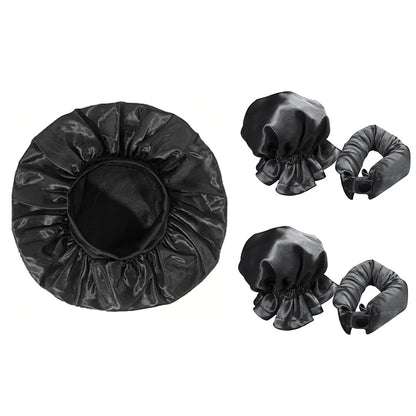 No Heat Hair Curler And Satin Sleeping Cap Set Heatless Hair Curling Headband Hair Claw Clip Hair Rings Soft Sleeping Hat Salon Badiee Stylez