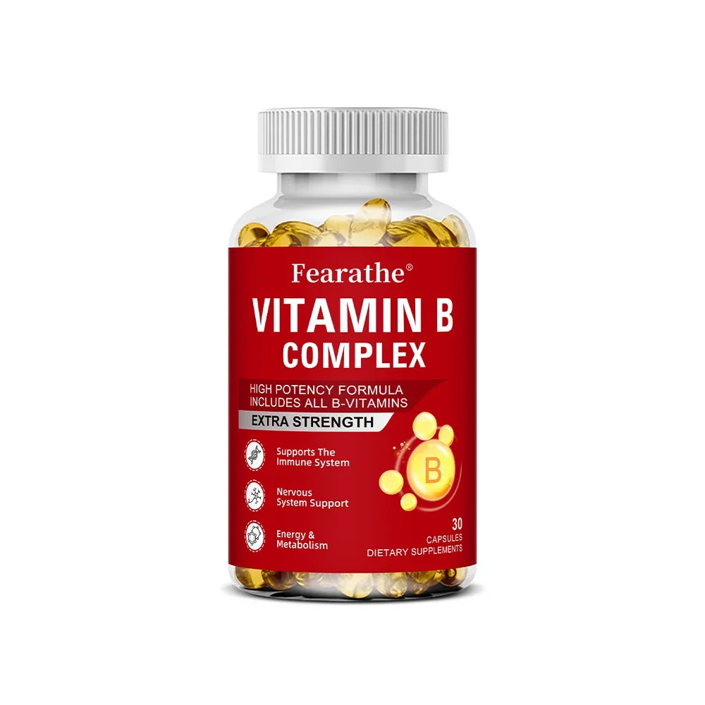 Vitamin B Complex - Supports Memory, Helps Boost Natural Energy, Improves Mood, Benefits Brain and Heart Function 30 count-1bottle