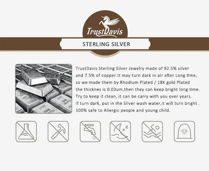 TrustDavis Real 925 Sterling Silver Earrings Cute Pink Heart Charm Shiny CZ Stud Earrings for Women Kids Teen Jewelry DS3731