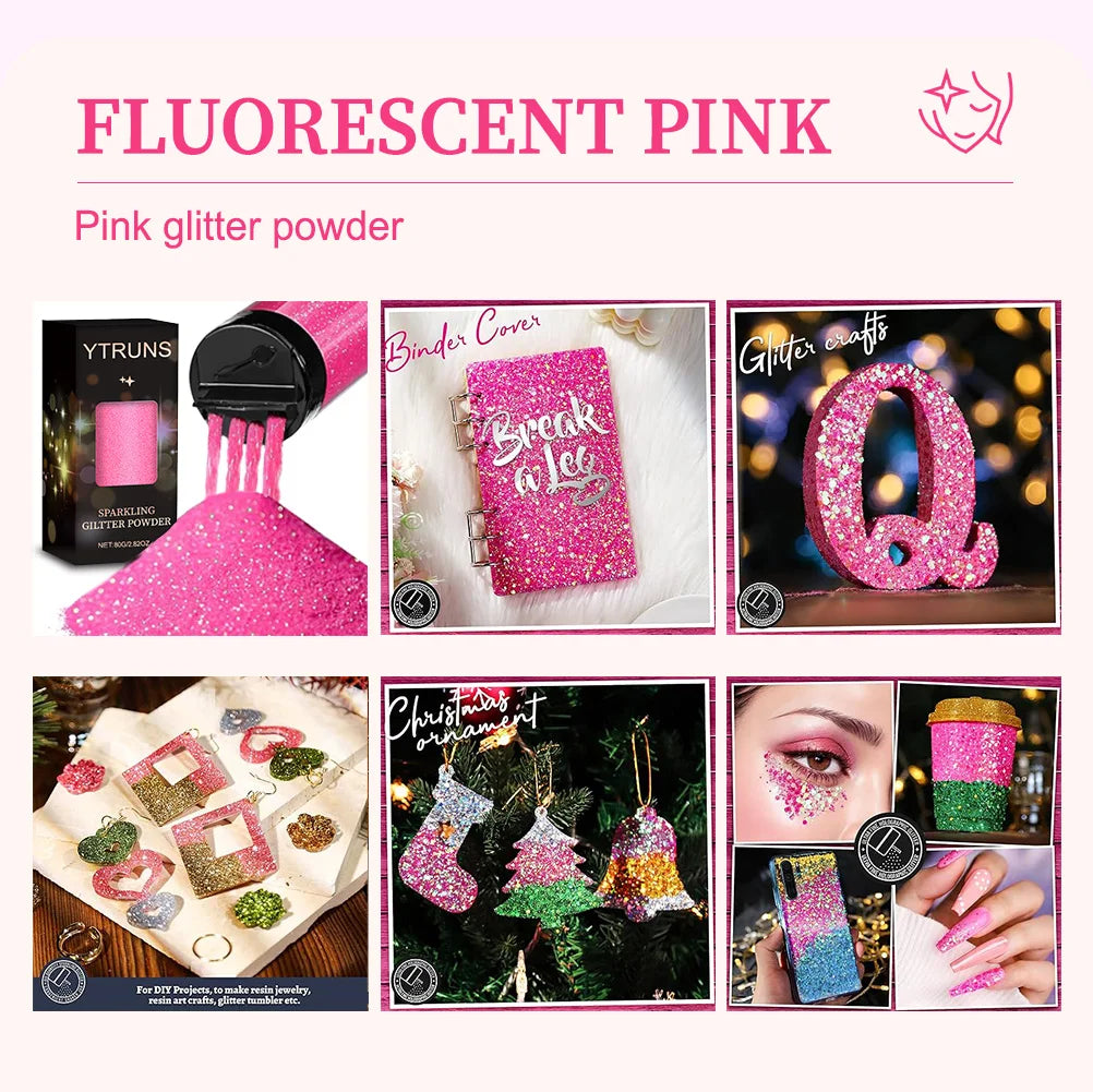 Laser Glitter Powder, 80g, 6 Colors, for Nail Art, Crafts, Candle Making, DIY Projects, Fine Glitter for Precise Designs