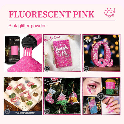 Laser Glitter Powder, 80g, 6 Colors, for Nail Art, Crafts, Candle Making, DIY Projects, Fine Glitter for Precise Designs