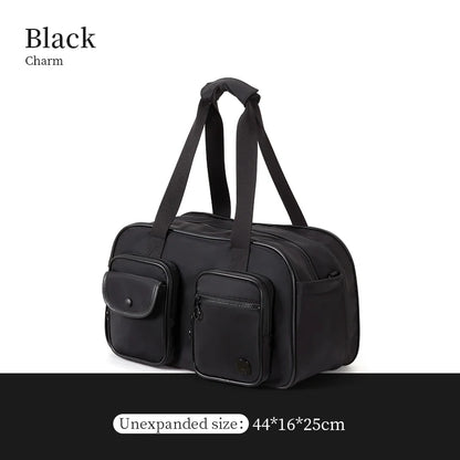 AJI Women Travel Bag Nylon Handheld Travel Bag Carry On Luggage Bag Large Capacity Weekender Gym Sport Holdall Overnight Bag Black