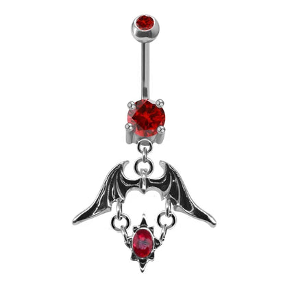 Goth Aesthetic Accessories Wings Skull Belly Button Rings Fashion Crystal Bat Heart Skeleton Belly Ring Belly Piercing Jewelry H