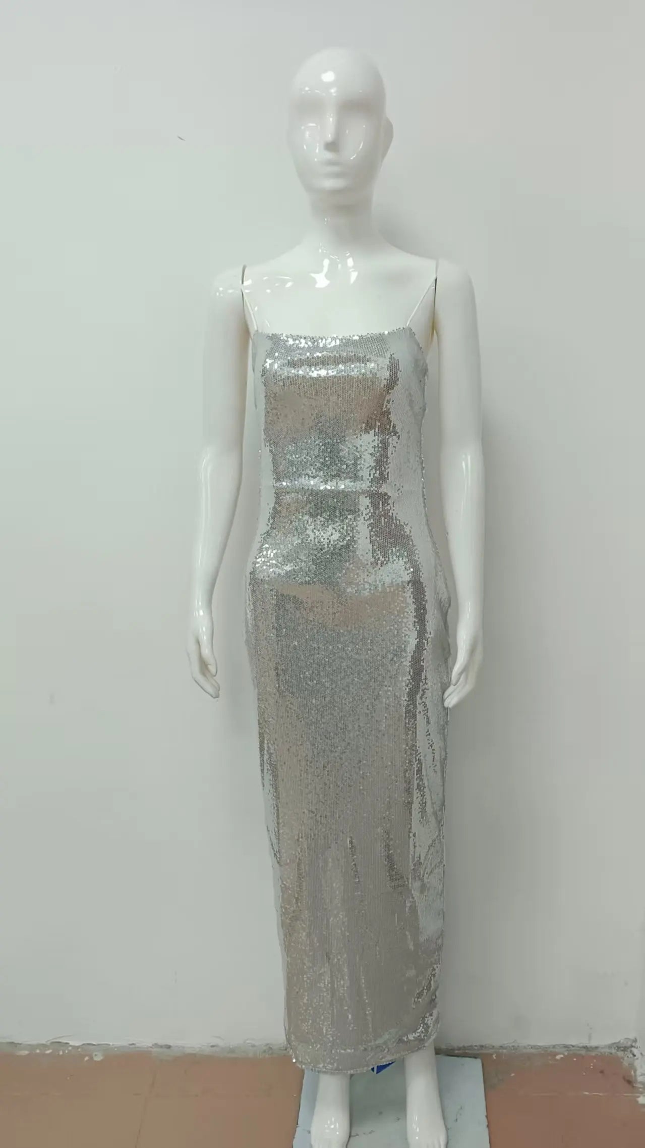 Sexy Sequin Backless Bandage Long Dress Women's Shiny Sleeveless Luxury Silver Dresses Evening Prom Party Birthday Gold Cocktail