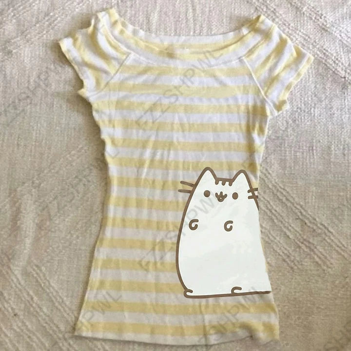 Kawaii Clothes Classic Minimalist Casual Fashion Stripe Streetwear High street Top Harajuku Graphic Print Punk Rock Goth E-girl Badiee Stylez