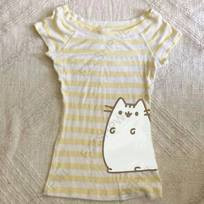 Kawaii Clothes Classic Minimalist Casual Fashion Stripe Streetwear High street Top Harajuku Graphic Print Punk Rock Goth E-girl Badiee Stylez