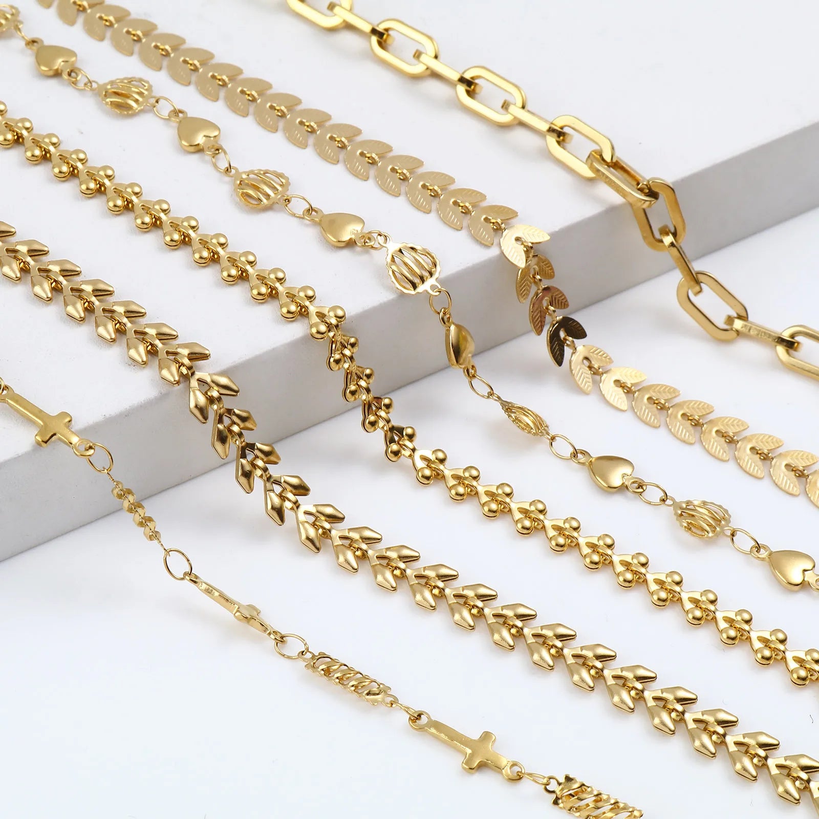 DoreenBeads Stainless Steel Anklet Gold Color For Women Beach Foot Leg Chain Ankle Bracelets Jewelry Gift 22.5cm-23.5cm, 1 Piece