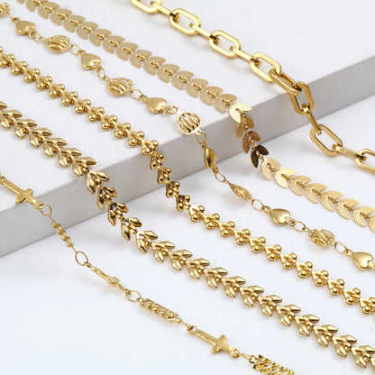 DoreenBeads Stainless Steel Anklet Gold Color For Women Beach Foot Leg Chain Ankle Bracelets Jewelry Gift 22.5cm-23.5cm, 1 Piece