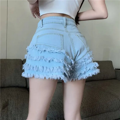 Female Short Jeans Pants High Waist Blue Women's Denim Shorts Classic Kpop Normal 2000s Clothes Y2k for Summer Jorts XL Outfits