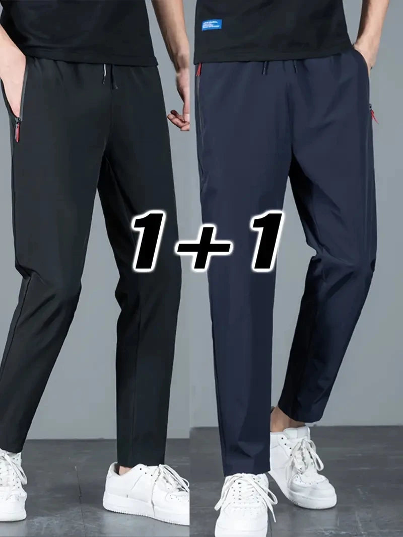2 Pieces Men's Casual Pants Stretch Elastic Waist Jogger Korean Classic Blue Black Gray Male Brand Trousers Plus Size Badiee Stylez
