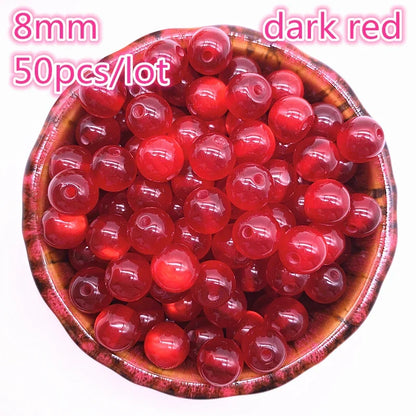 50-200pcs 8mm Imitation Natural Opal Beads Round Resin Spacer Beads for Jewelry Making DIY Bracelet Accessories 07 50pcs