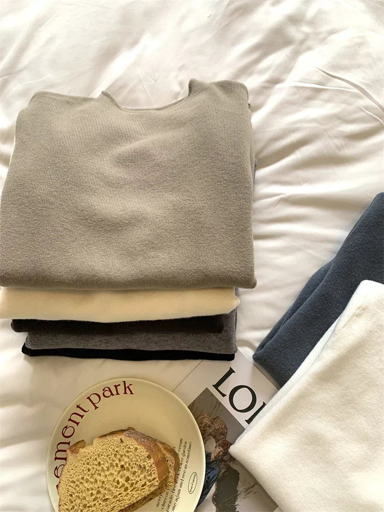 2025 Women Turtleneck Knitted Pullovers Solid Sweater Harajuku Korean Soft Warm Knitwear Autumn Winter Fashion Slim Jumpers Tops Badiee Stylez