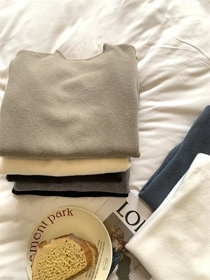 2025 Women Turtleneck Knitted Pullovers Solid Sweater Harajuku Korean Soft Warm Knitwear Autumn Winter Fashion Slim Jumpers Tops Badiee Stylez