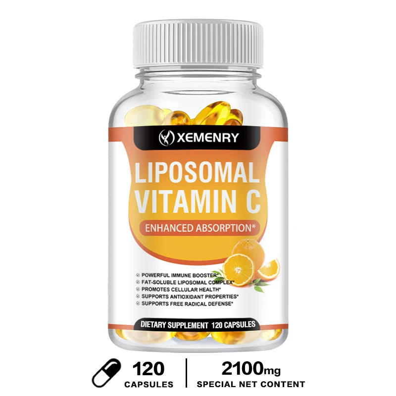 Liposomal Vitamin C Capsules - Promotes Collagen Production, Supports Skin, Immune Health, Powerful Antioxidant 120 Capsules