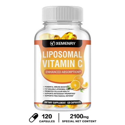 Liposomal Vitamin C Capsules - Promotes Collagen Production, Supports Skin, Immune Health, Powerful Antioxidant 120 Capsules