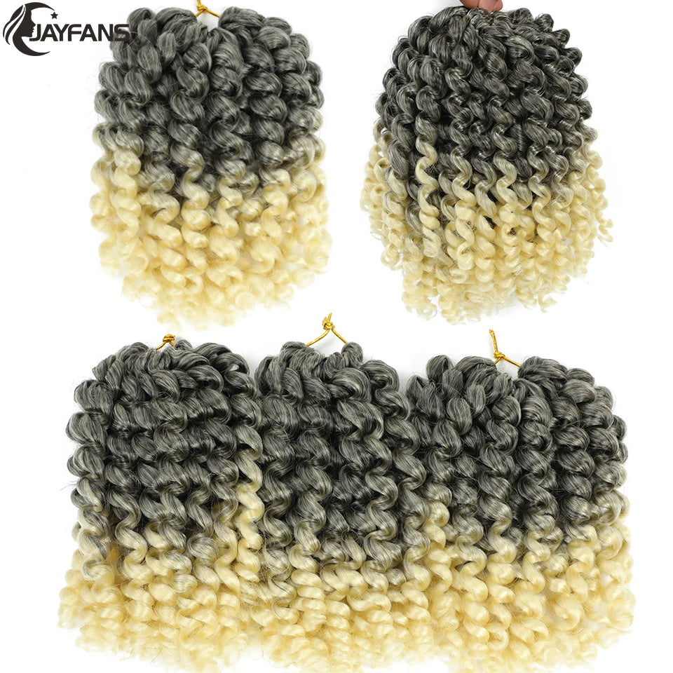 1- 5 Packs 8 inch Jumpy Wand Curl Jamaican Bounce Crochet Hair Natural Black Wand Curls Crochet Hair Short Curly Crochet Braids Badiee Stylez