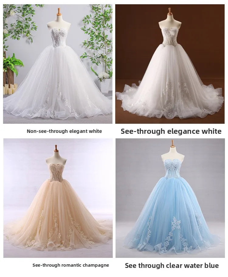 Strapless Wedding Dress 2025autumn New Style Elegant and Graceful Bride Slimming Palace Style Sexy Lace Puffy Dress Formal Dress Badiee Stylez