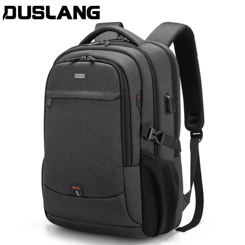 Men's 17.3 Inch Laptop Backpack for Travel College Backpack Waterproof Notebook Business Shoulder Bag With USB Charging Port Black