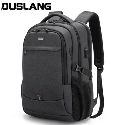 Men's 17.3 Inch Laptop Backpack for Travel College Backpack Waterproof Notebook Business Shoulder Bag With USB Charging Port Black
