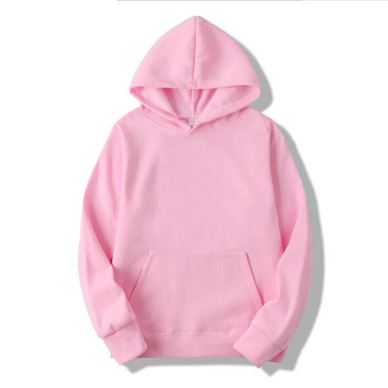 Men women Fashion pink Hoodies Autumn Long Sleeve Pullover Tops Casual Pocket Hoodies Unisex Outer Loose Sport Wear Pink
