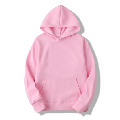 Men women Fashion pink Hoodies Autumn Long Sleeve Pullover Tops Casual Pocket Hoodies Unisex Outer Loose Sport Wear Pink