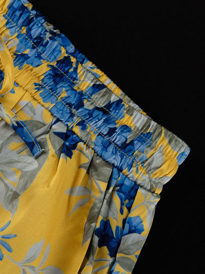 Marthaqiqi Fashion Women Nightwear Suit V-Neck Pajamas Long Sleeve Nightie Lace Up Nightgowns Pants Printing Ladies Pyjamas Set