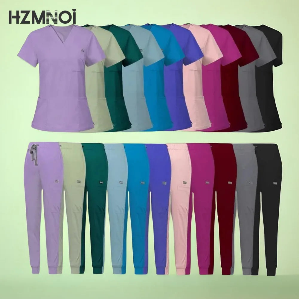 HZMNOI Short Sleeve Nurse Dress Uniform Stylish Female Womens Tie Up Medical Scrubs Nurse Uniform Medical Spa Women Uniforms Badiee Stylez