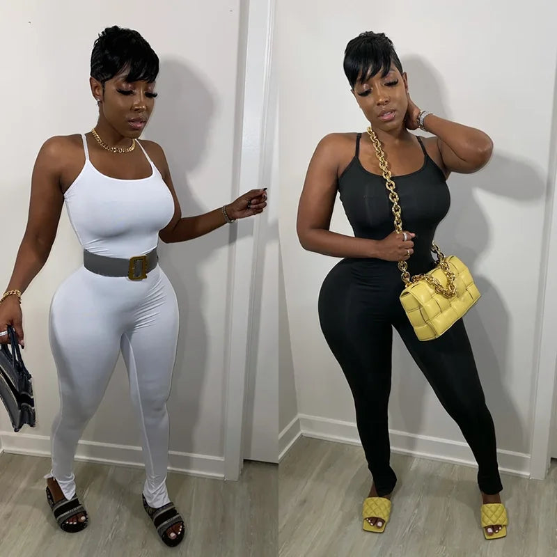 Dulzura Solid Bodycon Strap Jumpsuit For Women Bodycon Sexy Streetwear Fall Winter Skinny Rompers Sportswear Wholesale Items