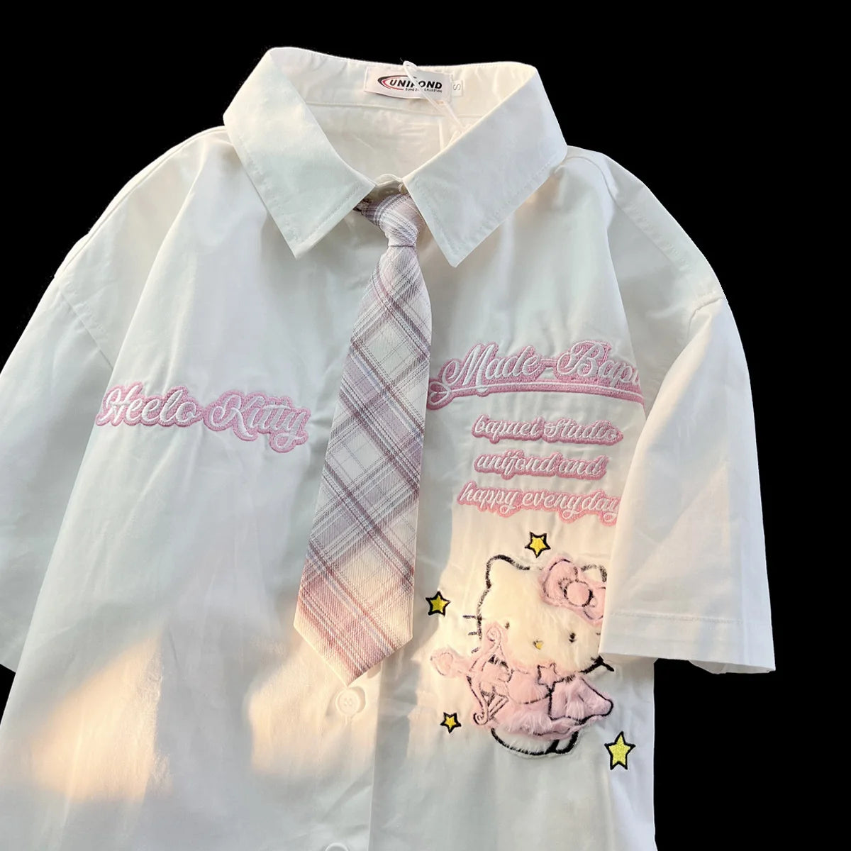 Hello Kitty Cute Short Sleeve Polo Shirts Women Sanrio Designer College Style Summer Blouse Korean Clothes Y2k New Fashion Tops A