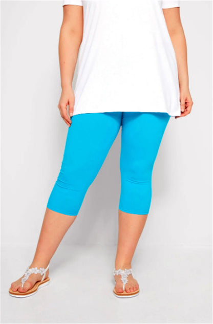 Women Capris Plus Size Curve Cropped Leggings Ultra Strech White Blue Orange Black Stretchy Work Out Leggings 2X 3X