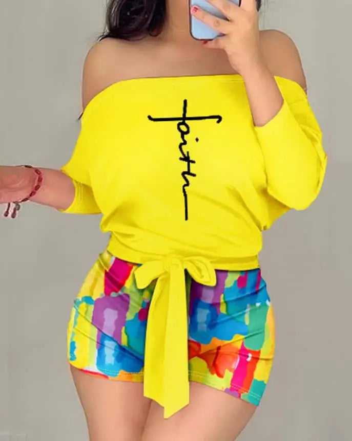 Sexy Elegant Rose Print Off Shoulder Tied Detail Romper New Fashion 2024 Summer Casual Jumpsuits One Pieces Female Clothing