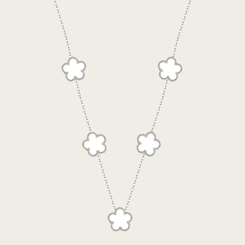 Stainless Steel Sets Earrings Necklace Bracelet Christmas Birthday Gifts Gold Plated Women's Double Sided Flower Elegant Fashion