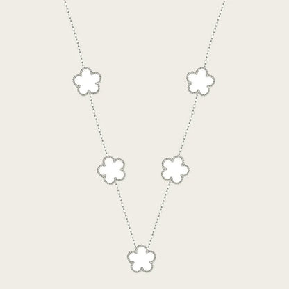 Stainless Steel Sets Earrings Necklace Bracelet Christmas Birthday Gifts Gold Plated Women's Double Sided Flower Elegant Fashion