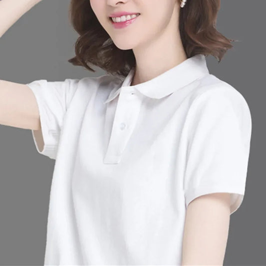 Summer New Women's Short sleeved T-shirt Cool and Breathable High Quality POLO Shirt Business Casual Sweat-absorbing Top S-3XL