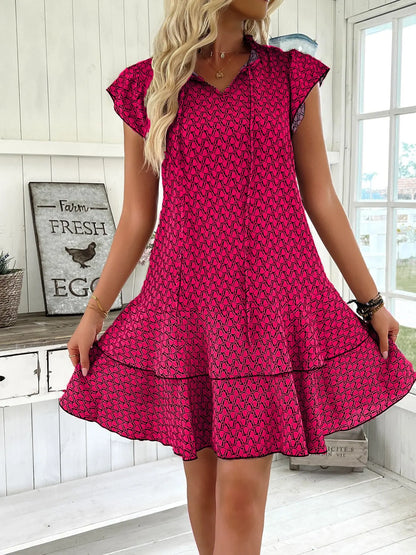 Casual Loose Printed Short Dresses For Women 2025 Fashion Summer Women's A-Line Mini Dress Elegant Vintage Female Dresses